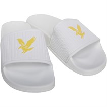 Lyle And Scott Vintage Eddie Slides Snow White/Yellow Eagle