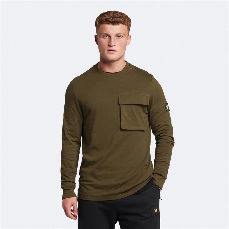 Lyle And Scott Vintage Heren T-shirts met lange mouwen Olijfgroen