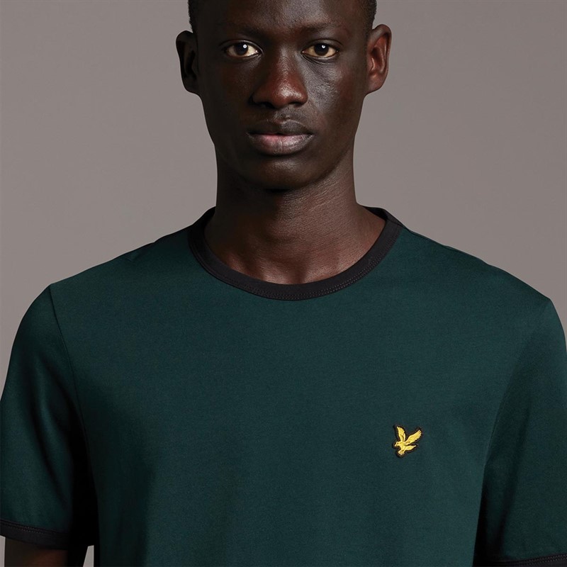 Lyle And Scott Vintage Heren Ringer T-shirts Donkergroen