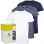 Lyle And Scott Vintage Mens Chase Three Pack T-Shirts Bright White/Stripe/Peacoat