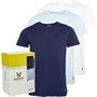 Lyle And Scott Vintage Mens Maxwell Three Pack T-Shirts Chambray Blue/Bright White/Peacoat