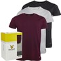 Lyle And Scott Vintage Mens Maxwell Three Pack T-Shirts Wine Tasting/Grey Marl/Black