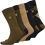 Lyle And Scott Vintage Mens Harold Five Pack Dress Socks Dark Olive/Argyle/Incense/Stripe/Black