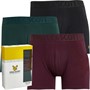 Lyle And Scott Vintage Mens Oliver Three Pack Trunks Black/Wine Tasting/Pine Grove