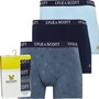 Lyle And Scott Vintage Mens Elliot Three Pack Trunks Peacoat/AOP/Chambray Blue