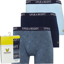 Lyle And Scott Vintage Mens Elliot Three Pack Trunks Peacoat/AOP/Chambray Blue