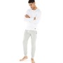 Lyle And Scott Vintage Mens Stanley Long Sleeve Top And Joggers Lounge Set Bright White/Light Grey Marl