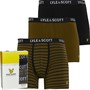 Lyle And Scott Vintage Mens Ethan Three Pack Trunks Black/Stripe/Dark Olive