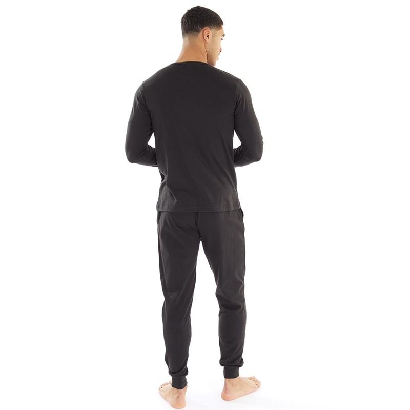 Lyle And Scott Vintage Mens Stanley Long Sleeve Top And Joggers Lounge Set Black