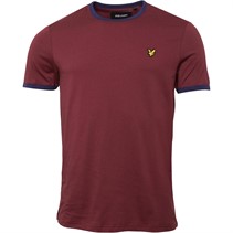 Lyle And Scott Vintage Mens Ringer T-Shirt Merlot/Navy