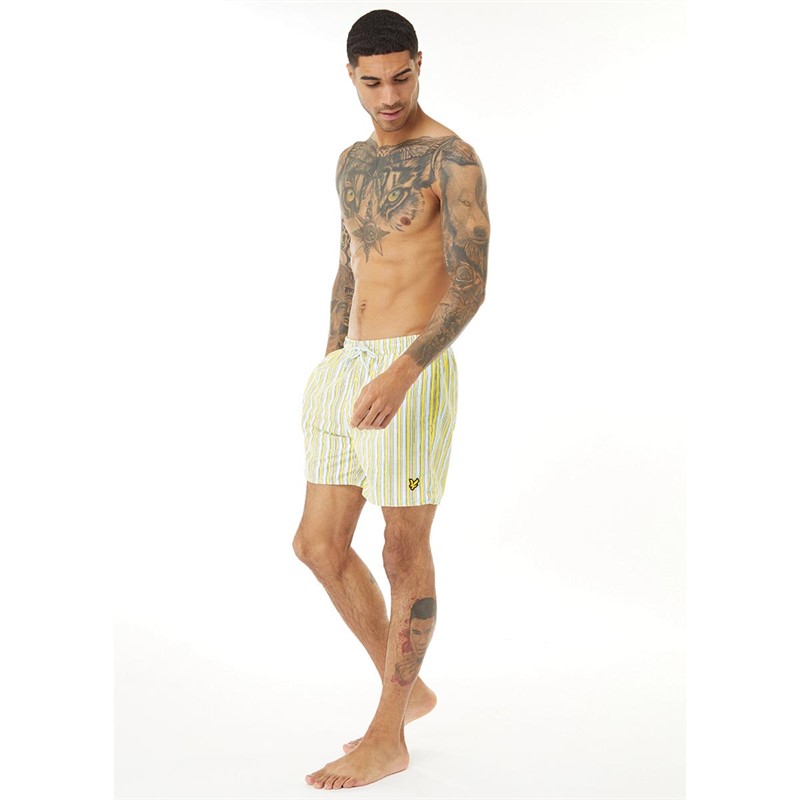Lyle And Scott Vintage Mens Vertical Stripe Shorts Yellow/Ice