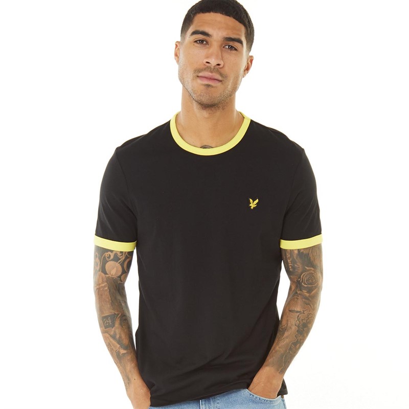 Lyle And Scott Vintage Herren Ringer T-Shirts Schwarz