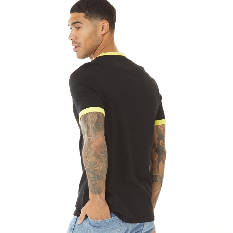 Lyle And Scott Vintage Herren Ringer T-Shirts Schwarz