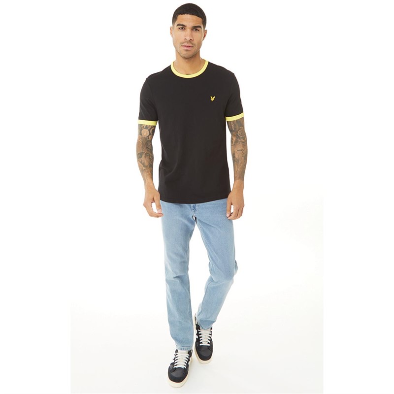 Lyle And Scott Vintage Herren Ringer T-Shirts Schwarz