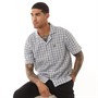 Lyle And Scott Vintage Mens Gingham Revere Collar Short Sleeve Shirt Cold Grey