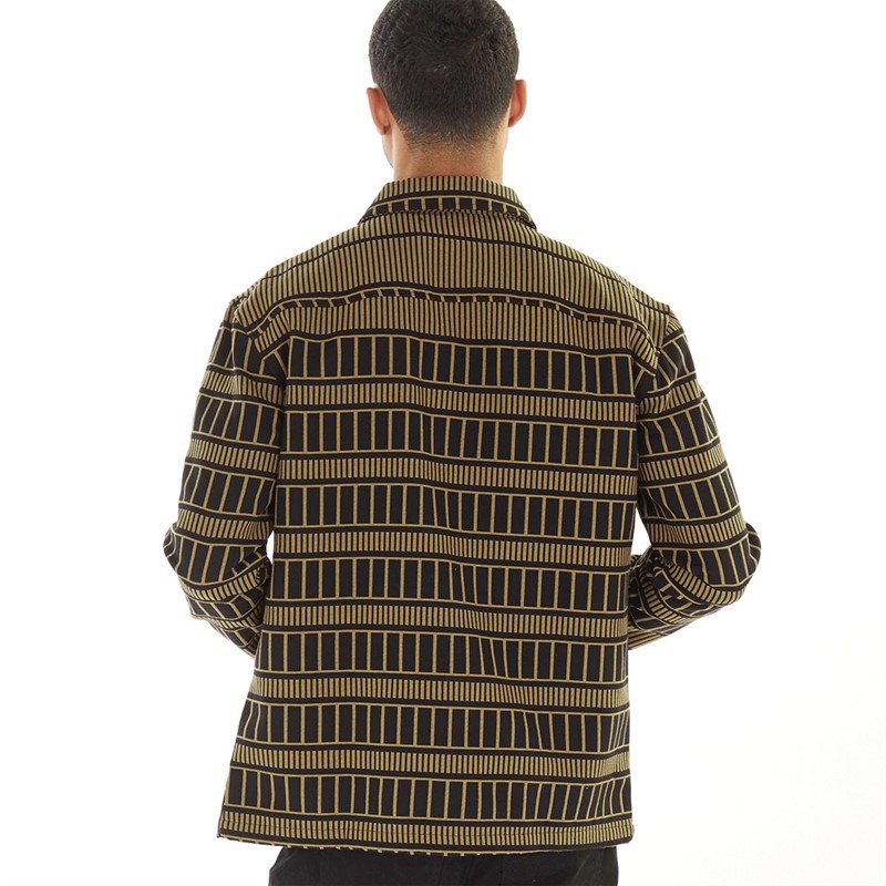 Lyle And Scott Vintage Mens Grid Overshirt Camel Bronze/Jet Black