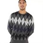 Lyle And Scott Vintage Mens British Argyle Crew Neck Jumper Gunmetal