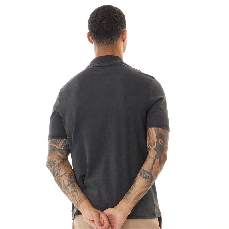 Lyle And Scott Vintage Mens Sandwash Pique Polo Shirt Jet Black