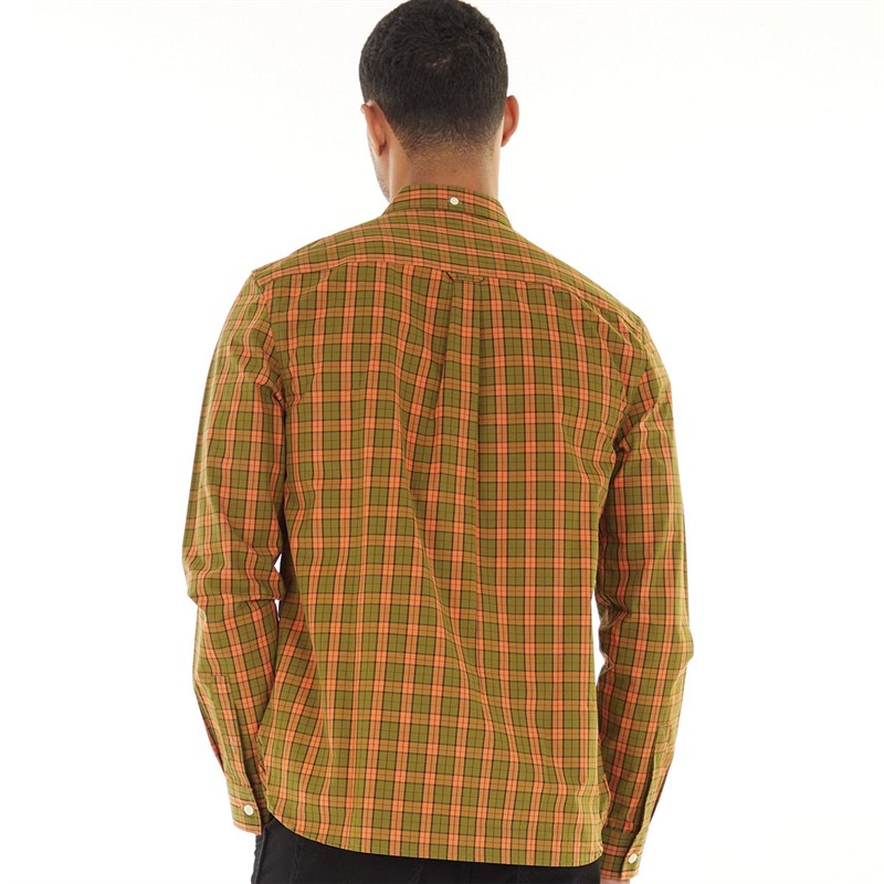 Lyle And Scott Vintage Mens Check Poplin Long Sleeve Shirt Victory Orange/Olive