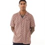 Lyle And Scott Vintage Mens Shuttle Print Revere Collar Short Sleeve Shirt Hutton Pink