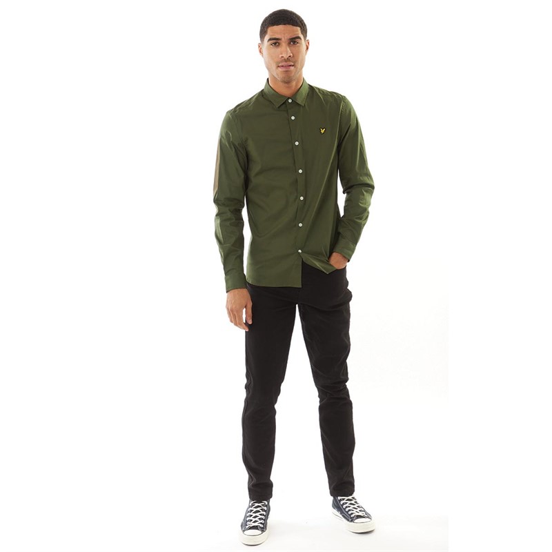 Lyle And Scott Vintage Mens Slim Fit Long Sleeve Shirt Olive