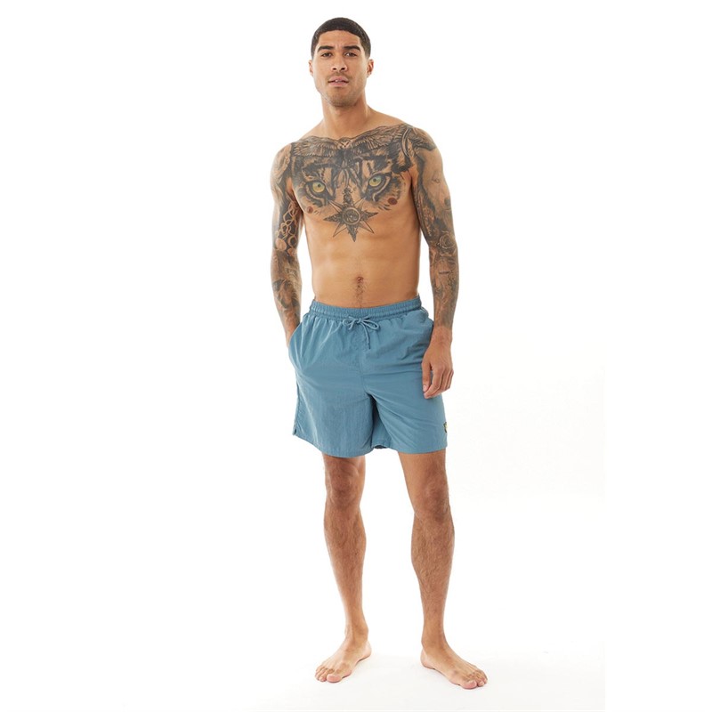 Lyle And Scott Vintage Mens Plain Swim Shorts Skipton Blue