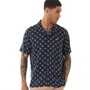 Lyle And Scott Vintage Mens Shuttle Print Revere Collar Short Sleeve Shirt Dark Navy