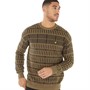 Lyle And Scott Vintage Mens Grid Knit Crew Neck Jumper Camel Bronze/Jet Black