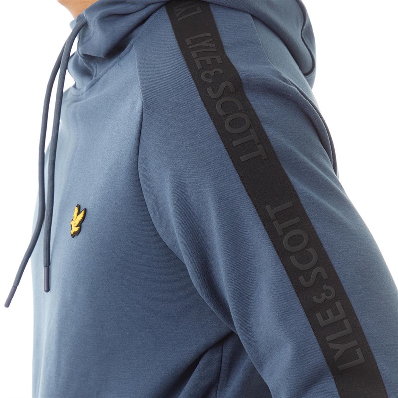 Lyle And Scott Vintage Mens Pocket Branded Sweat Hoodie Light Navy