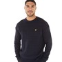 Lyle And Scott Vintage Mens Grid Knit Crew Neck Jumper Dark Navy/Jet Black