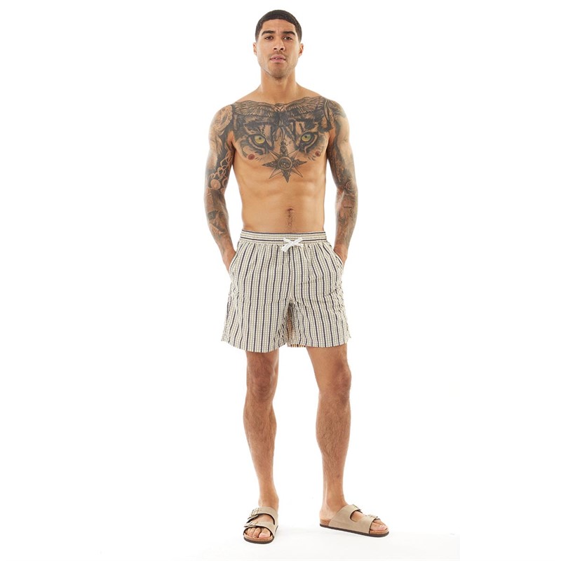 Lyle And Scott Vintage Mens Gingham Swim Shorts Cold Grey