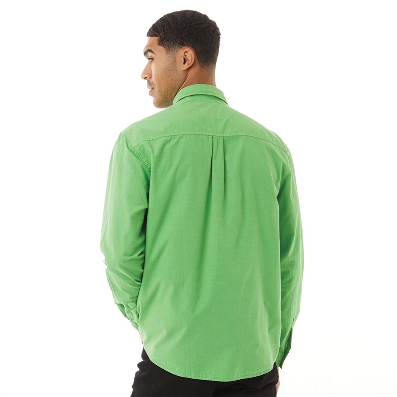 Lyle And Scott Vintage Mens Contrast Stitch Long Sleeve Shirt Molly's Green/Sunbeam