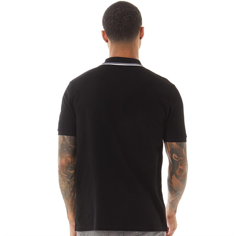 Lyle And Scott Vintage Mens Dashed Tipped Polo Shirt Jet Black