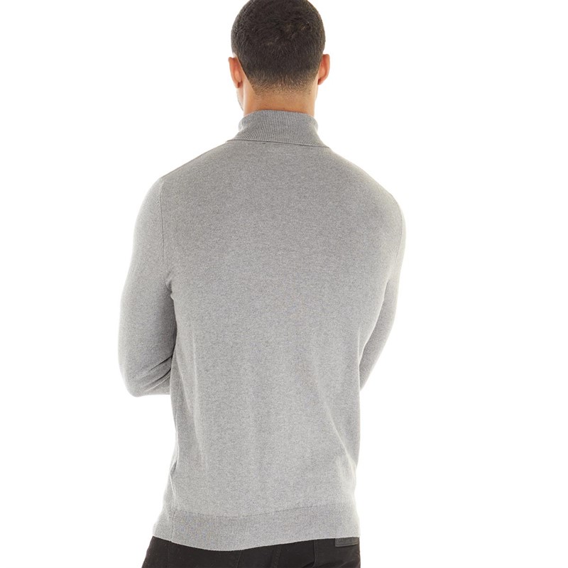 Lyle And Scott Vintage Mens Roll Neck Jumper Mid Grey Marl