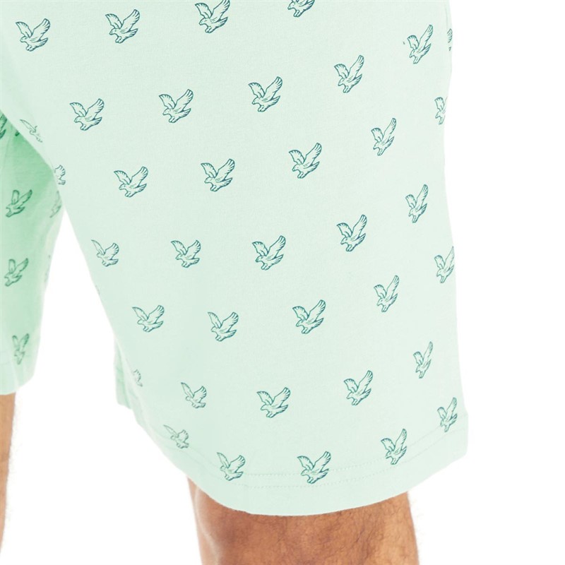 Lyle And Scott Vintage Mens Lawson T-Shirt And Shorts Loungewear Set Bright White/Neptune Green