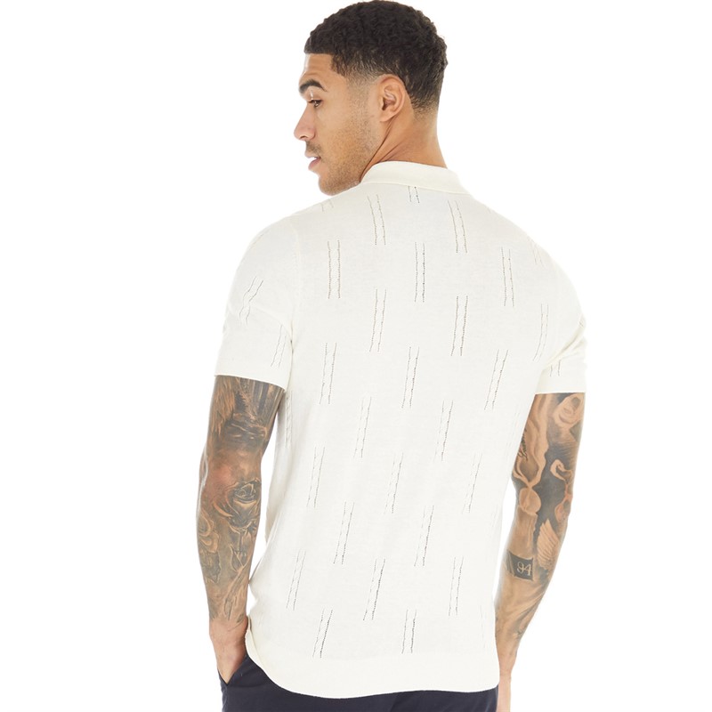 Lyle And Scott Vintage Mens Dot Cable Polo Vanilla Ice