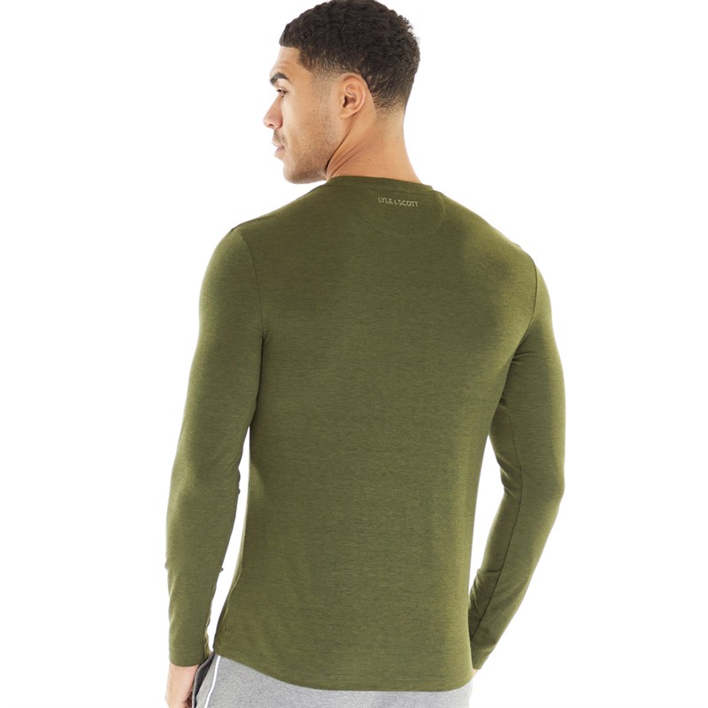 Lyle And Scott Vintage Mens Chest Pocket Long Sleeve Top Dark Sage