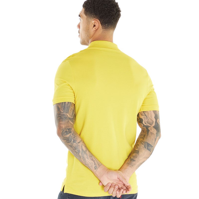 Lyle And Scott Vintage Mens Plain Polo Shirt Yellow Scorch