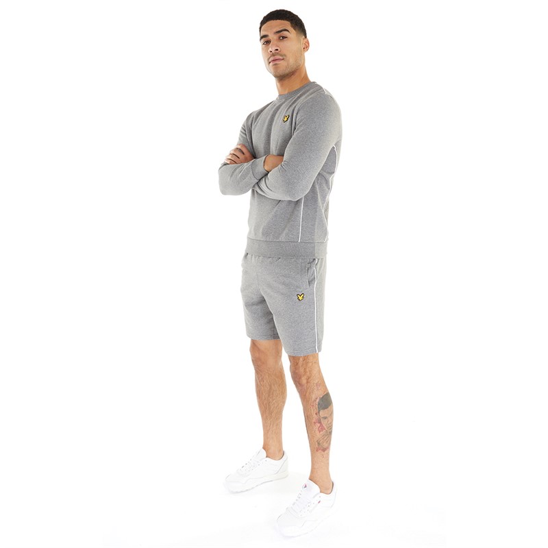 Lyle And Scott Vintage Mens Crew Neck Long Sleeve Top Mid Grey Marl