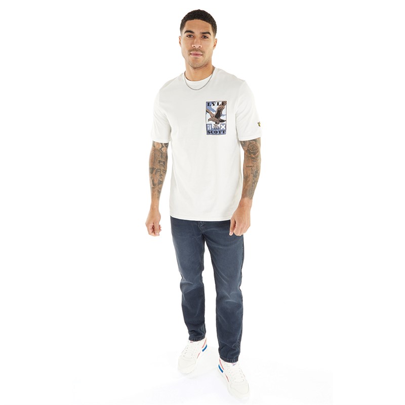 Lyle And Scott Vintage Mens Stamp Print T-Shirt Sail White