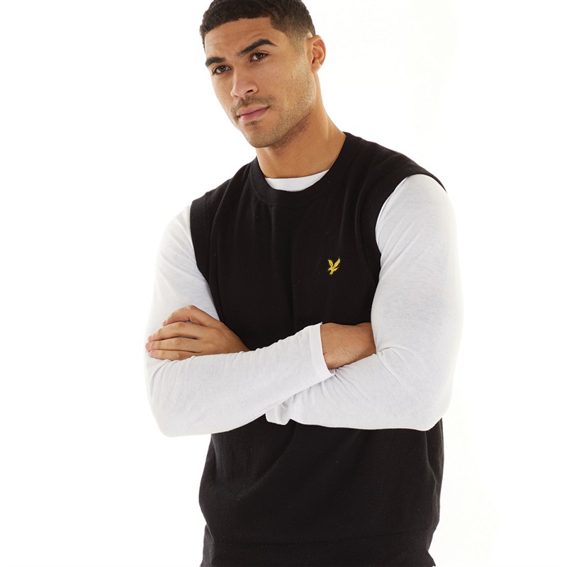 Lyle And Scott Vintage Mens Crew Neck Vest Jet Black