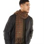 Lyle And Scott Vintage Mens Tartan Lambswool Scarf Victory Orange/Olive/Jet Black