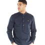 Lyle And Scott Vintage Mens Linen Long Sleeve Overhead Shirt Dark Navy