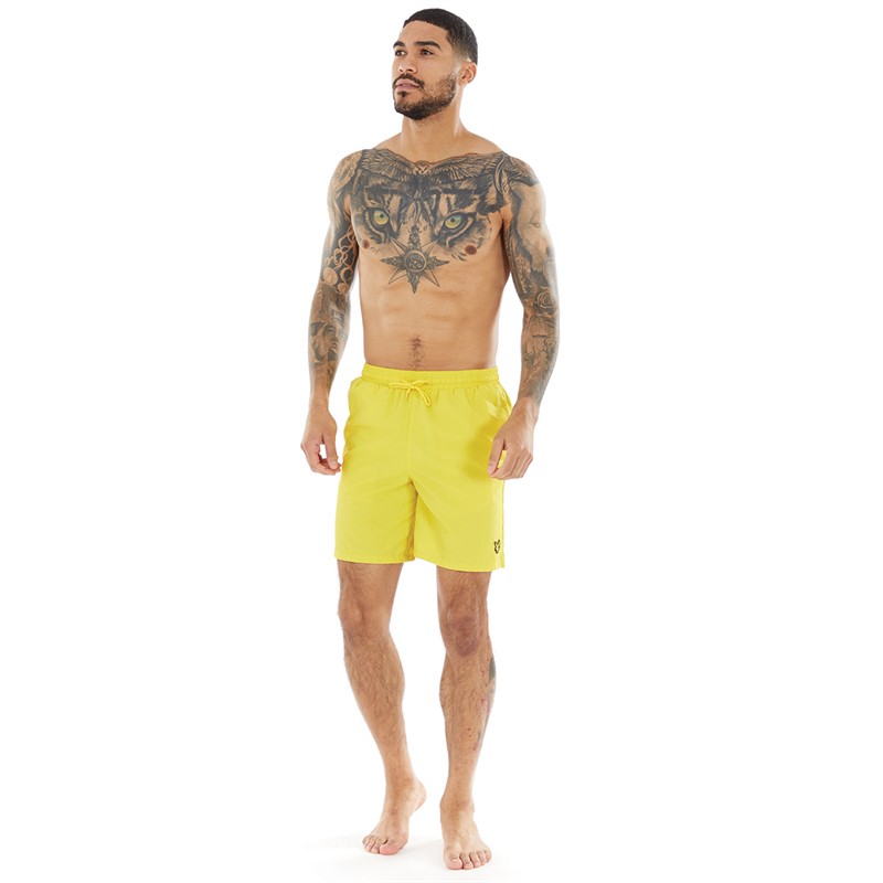 Lyle And Scott Vintage Mens Plain Swim Shorts Yellow Scorch