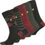 Lyle And Scott Vintage Mens Harold Five Pack Socks Argyle/Ruby Wine/Stripe/Climbing Ivy/Black
