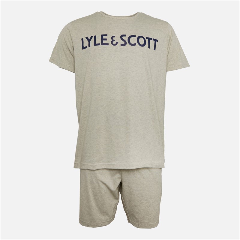 Lyle And Scott Vintage Mens Anton T-Shirt And Shorts Co-Ord Antique White Marl