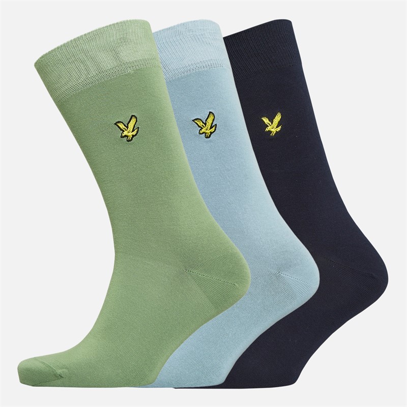 Lyle And Scott Vintage Mens Angus Three Pack Socks Peacoat/Basil/Chambray Blue