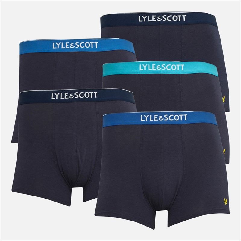 Lyle And Scott Vintage Mens Jackson Five Pack Trunks Peacoat/Blue Waistbands