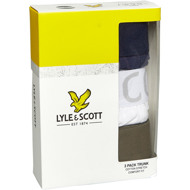 Lyle And Scott Vintage Mens Daniel Three Pack Boxers Peacoat/Bright White/Dark Olive