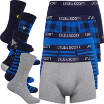 Lyle And Scott Vintage Mens Floyd Ten Pack Underwear And Socks Gift Set Peacoat/Stripe/Grey Marl/Check Nautical Blue